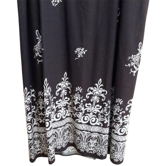 Vtg R&K Sleeveless V-neck Button Front Maxi Dress Bandana Print Brown Sz 20W - Picture 10 of 11